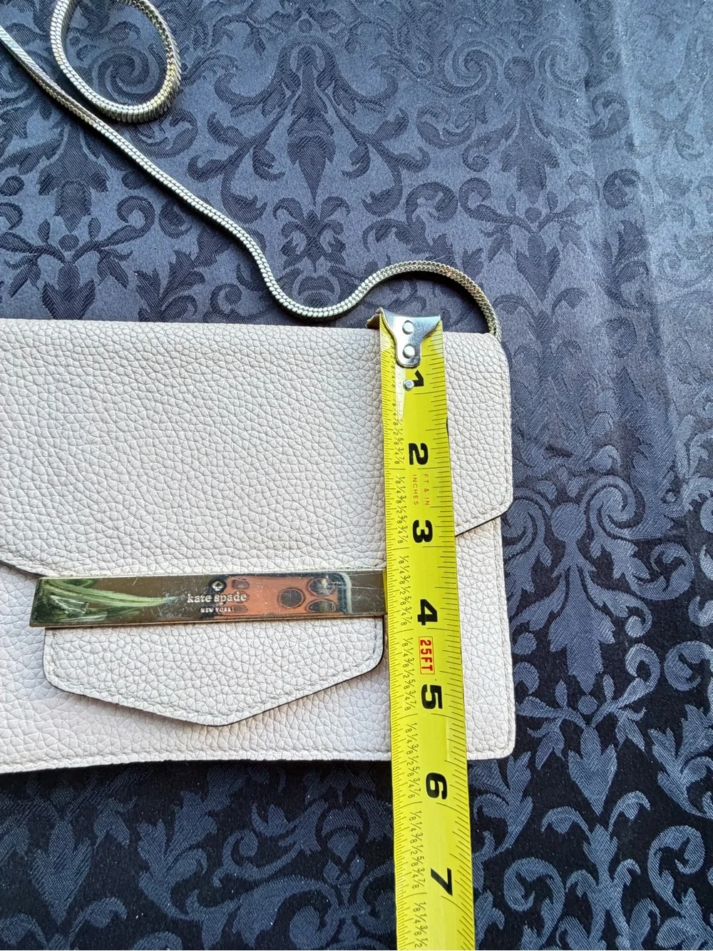 Kate Spade NY Pebbled Leather Crossbody Purse Blush Nude Gold Chain Bag